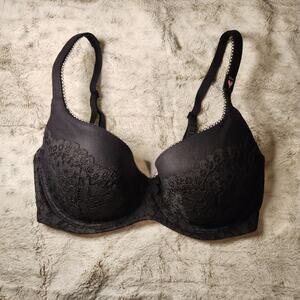 Victoria's Secret Black Floral Lace Body By Victoria Demi Bra 32DD